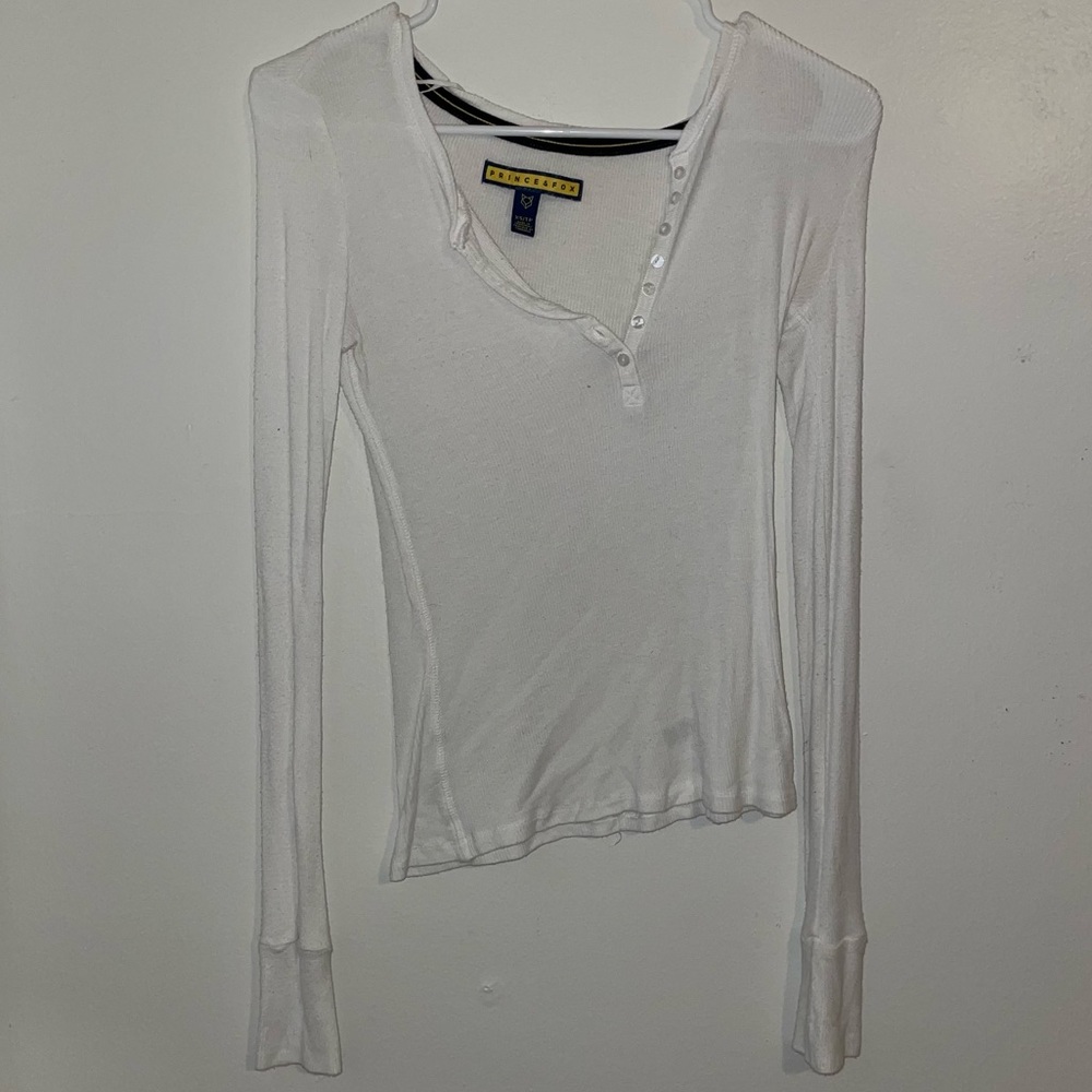 White long sleeve button up blouse - size extra small